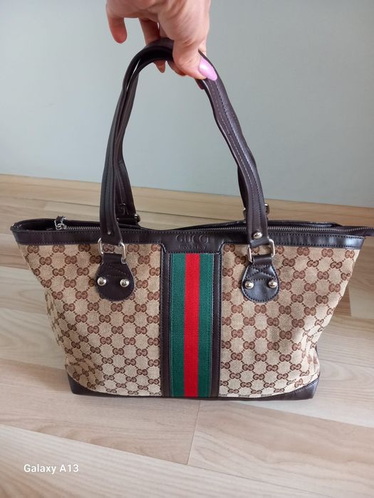 Gucci duża torebka szoperka z płótna