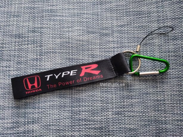 Брелок ткань для ключей 14см с логотипом Honda TypeR черный