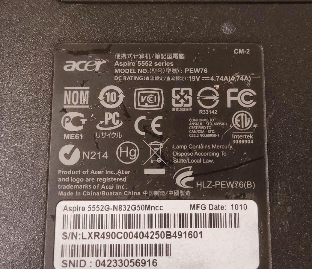 Laptop ACER Aspire 5552 AMD Matryca OK
