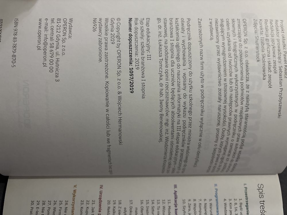 Podręcznik Informatyka wydawnictwa operon