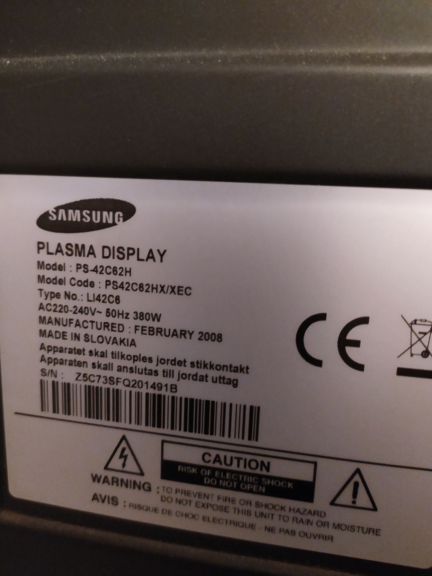 Samsung 42 cale. Plazma