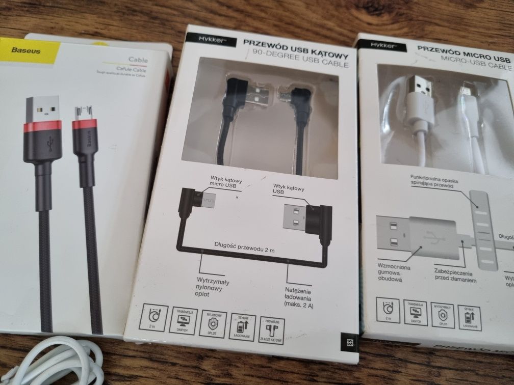 Przewody USB, kabel Microsoft USB, z opaską 8szt NOWE