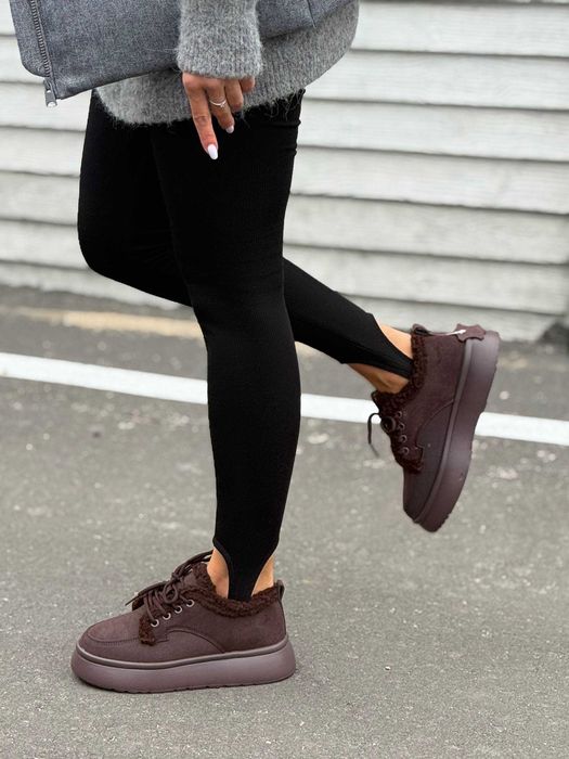 Жіночі зимові черевики на хутрі (36-41) зимові кросівки шоколадні