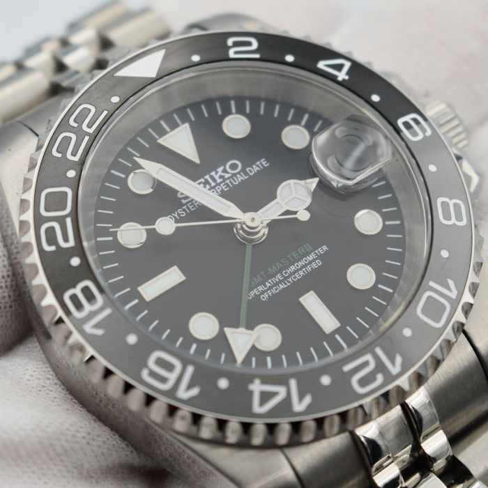SEIKO MOD GMT Master Bruce Wayne Szary Jubilee Custom NOWY