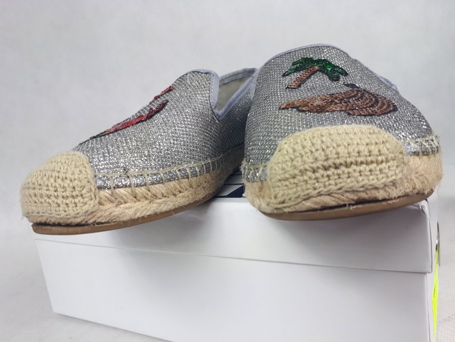 Espadryle srebrne GUESS mokasyny pólbuty 41