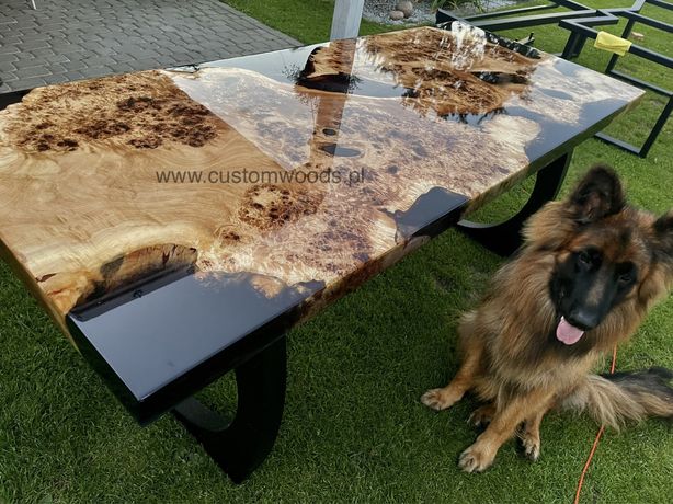 Stół rzeczny - river table - stół drewniany z żywicą - monolit