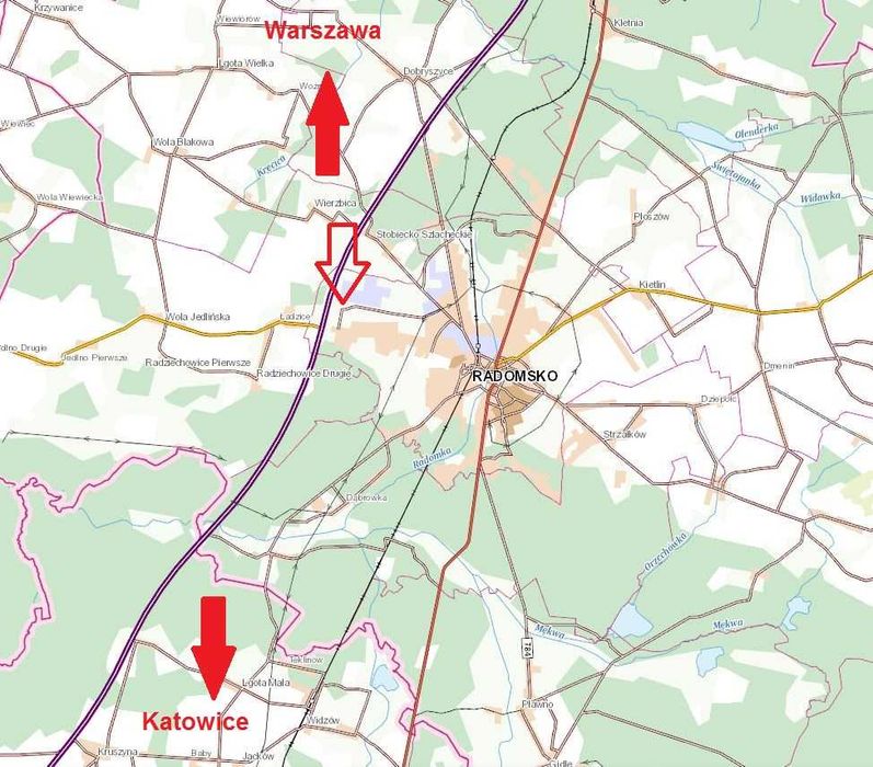 Wynajmę teren inwestycyjny zjazd z autostrady A1 - Węzeł Radomsko