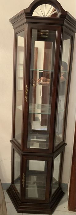 Vitrine de sala em Madeira,  com 2 portas e com iluminacao