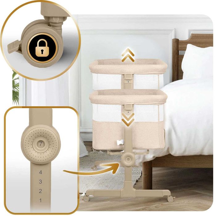 ŁÓŻECZKO DOSTAWKA Turystyczne Obniżane do łóżka Dziecięce Beżowe