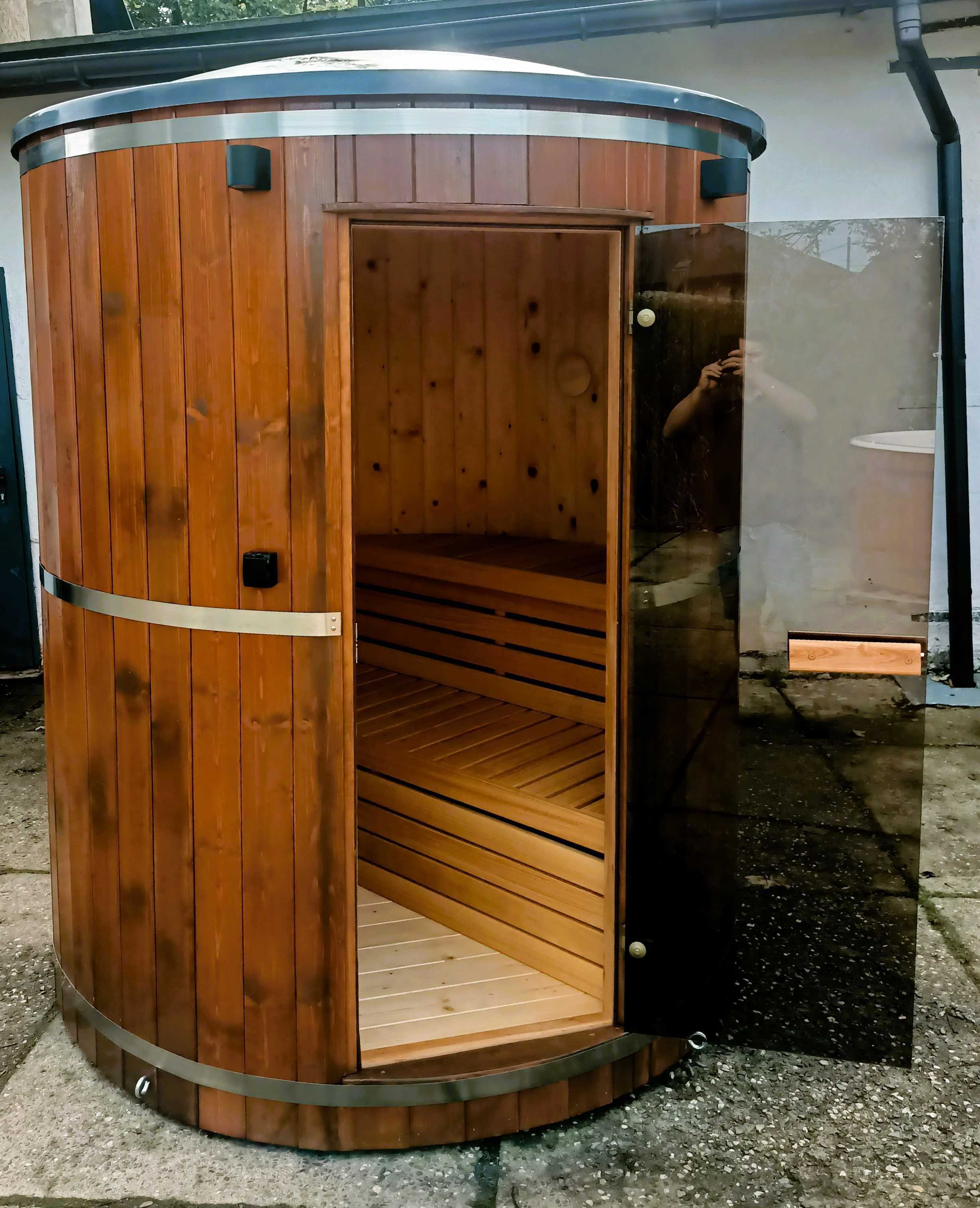 Sauna ogrodowa, harvia, beczka, spa ogrodowe premium, ocieplona