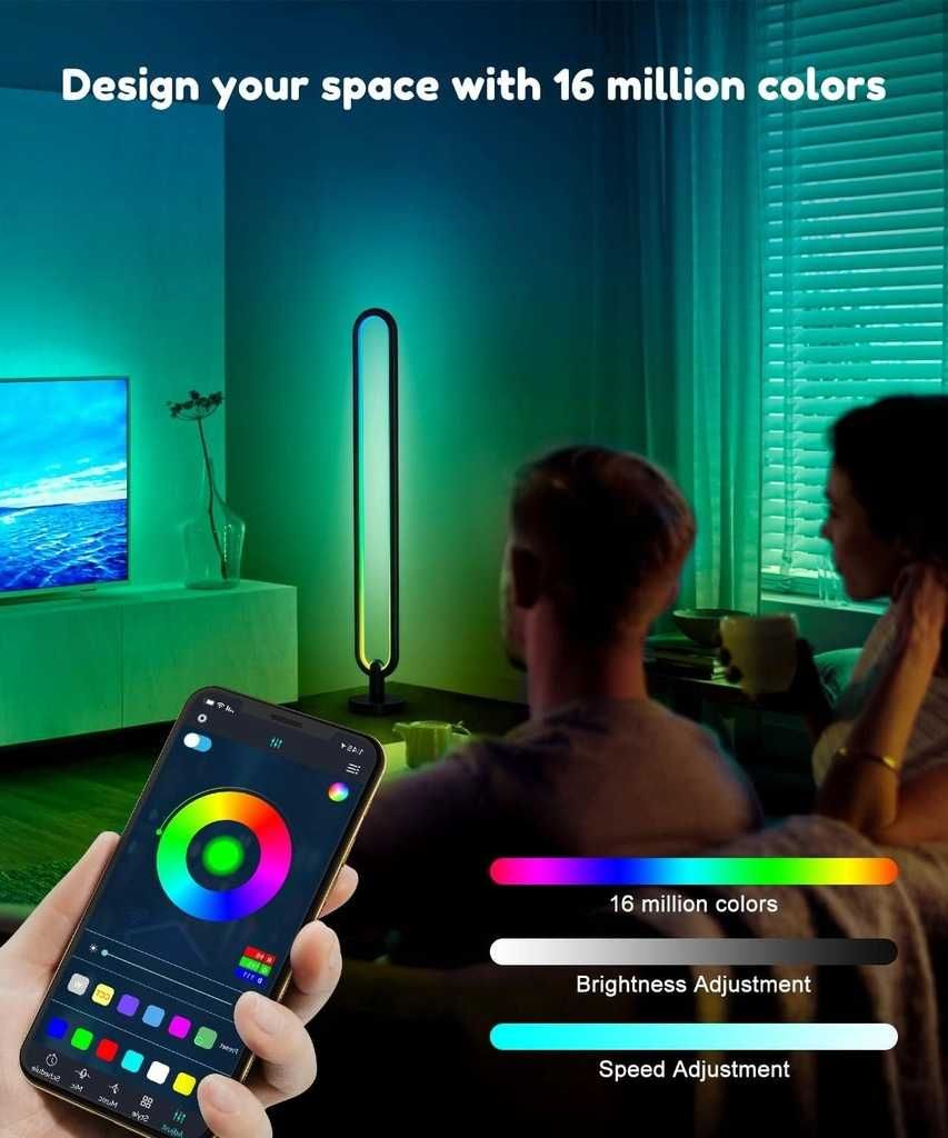 WHATOOK Inteligentna lampa stojąca światło RGB z 6 trybami kolorów
