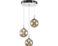 Lampa Wisząca z 3 Szklanymi Kloszami i Kryształami - Bursztyn