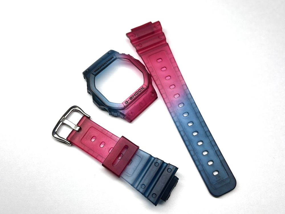 Casio G-Shock DW-5600 pasek bezel matowy custom blue red