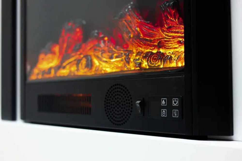 Електричний камін Elizabet White,Bluetooth,звук потріскування дров