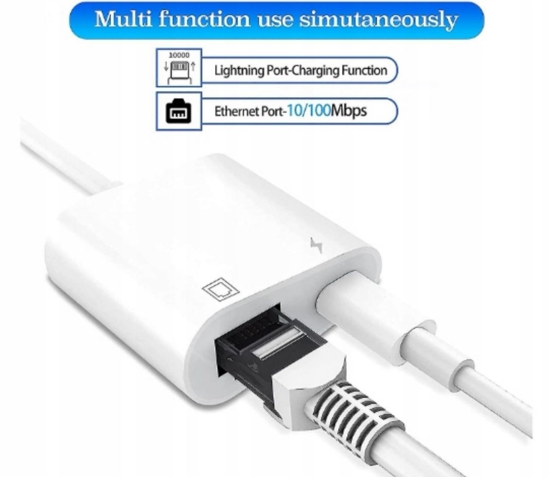 Przejściówka ze złącza Lightning na RJ45 +AV