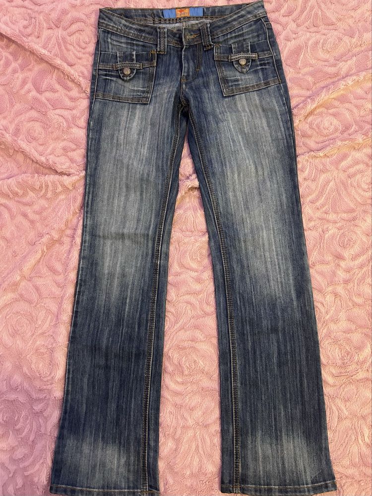 вінтажні 2000-х кльош джинси з нашивкою lolitta coquette