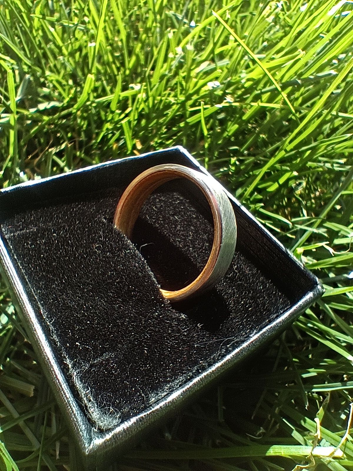 nowa obrączka z drewnem - rękodzieło pierścionek