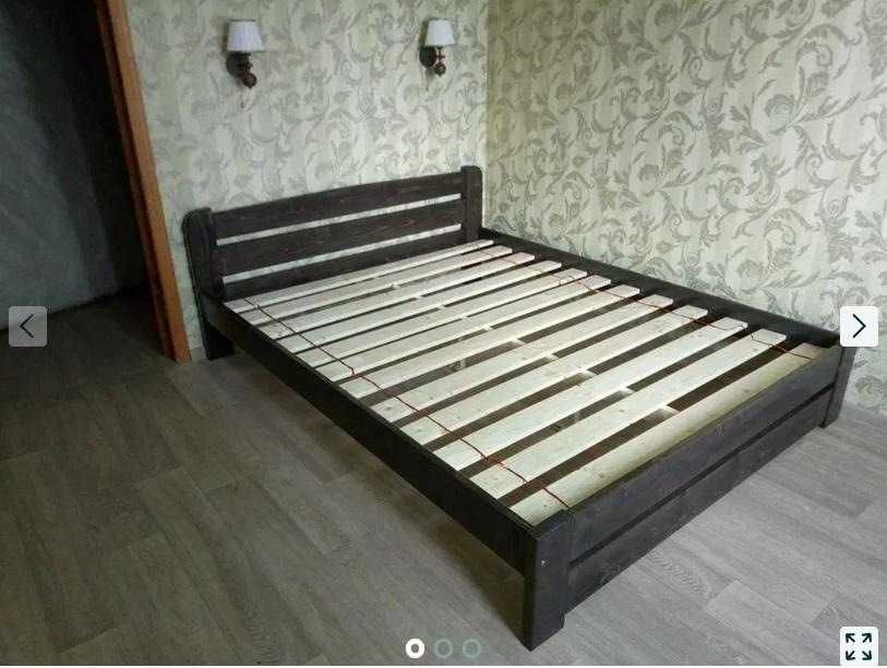 Ліжко Віктopія двоспальне з мaсивy дерева сocна. Міцні ламелі.Кровать