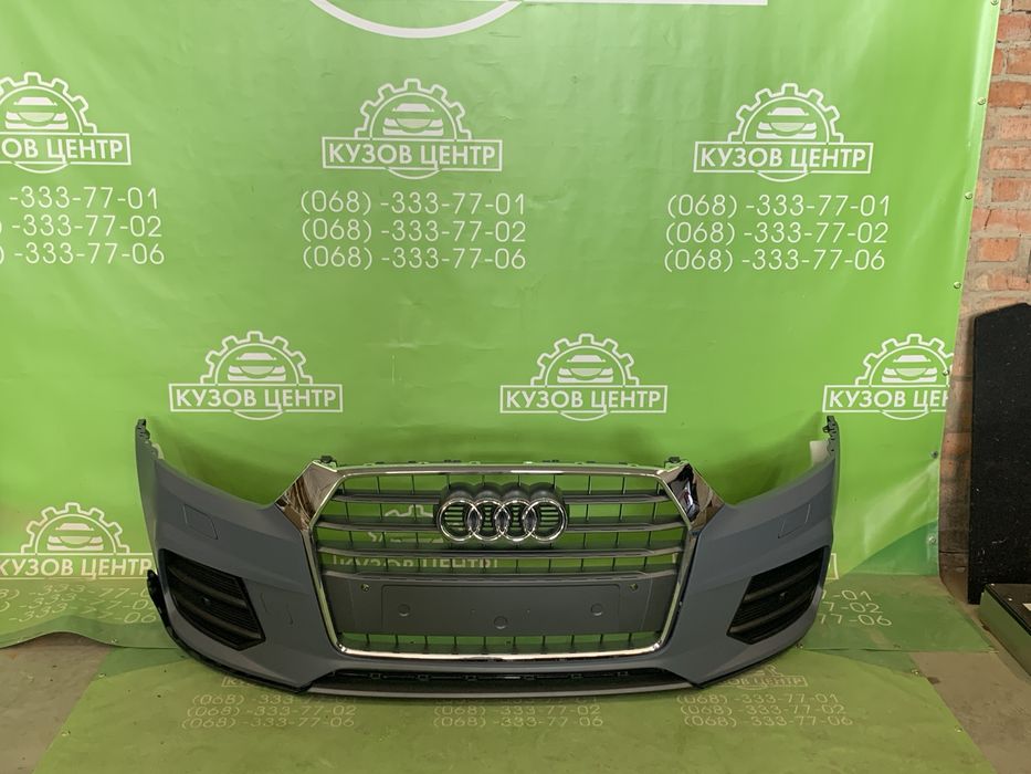Комплект бампер передній + фари Audi Q3 8u 2014-2018 фара В НАЯВНОСТІ!