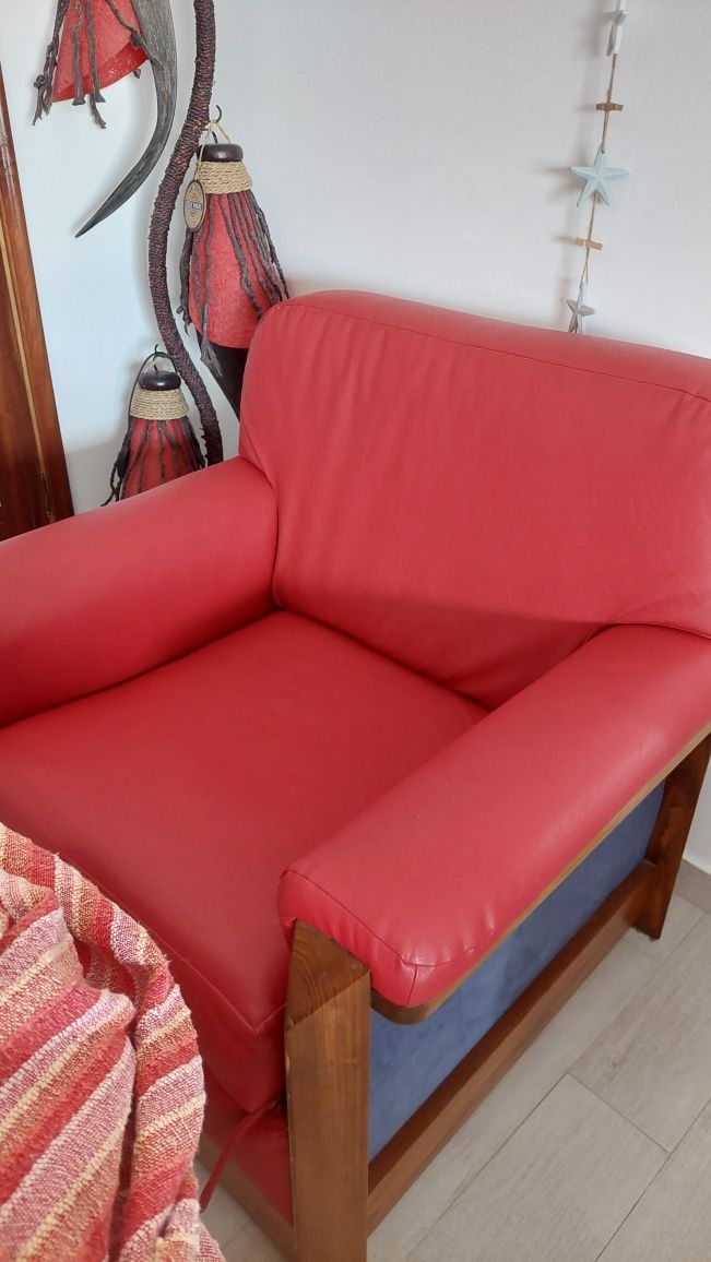 Conjunto de 3 sofás em pele