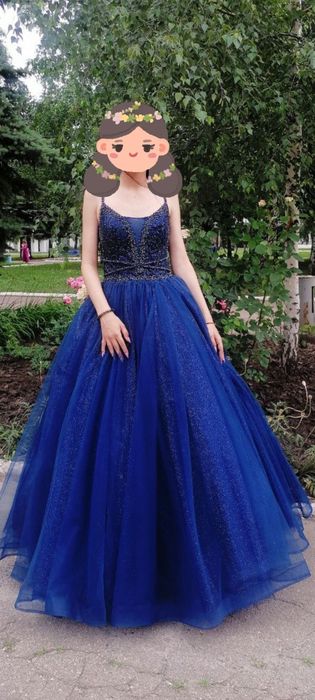 Випускна, бальна,  для фотосессии синя сукня, пишного крою