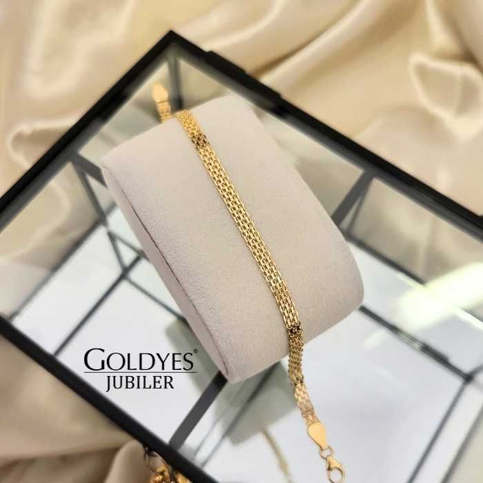 Złota bransoletka bismark szeroka damska próba złota 585