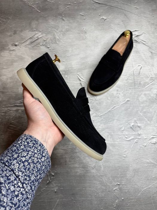 Лоферы Замшевые мужские чёрные LORO PIANA! Натуральная Замша! ХИТ!