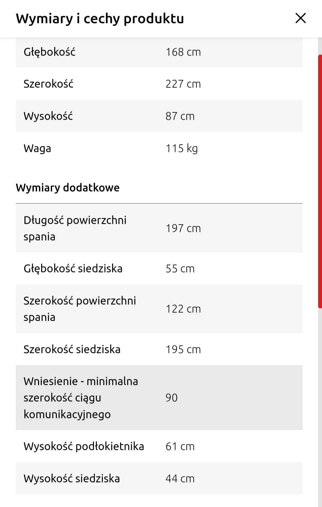 Narożnik Milo BRW czerwień