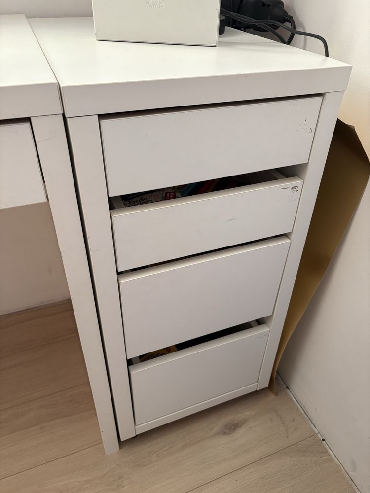 Ikea biurko szafka i szafka nocna biale micke