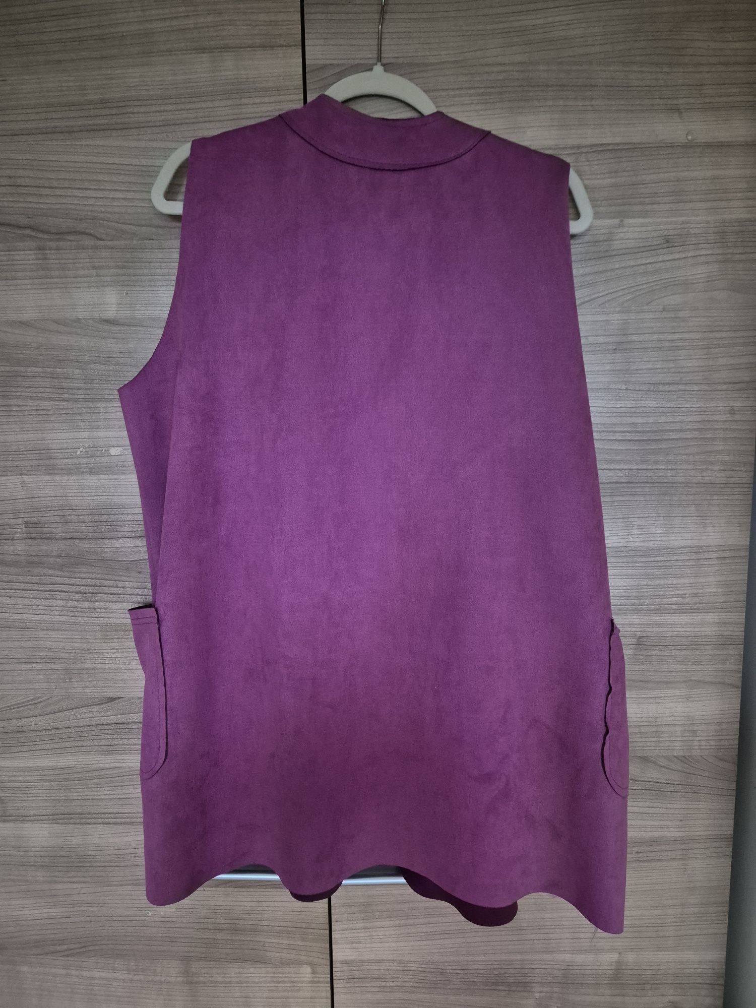 Śliwkowa luźna kamizelka/narzutka, Made In Italy,r.XL/2XL