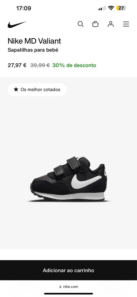 Ténis Nike MD Valiante pretos