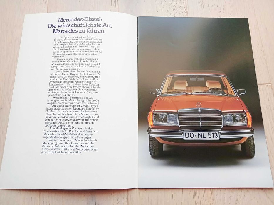 MERCEDES W123 Diesel 1983 (200D 240D 300D) prospekt 34 str., BDB (2nd)