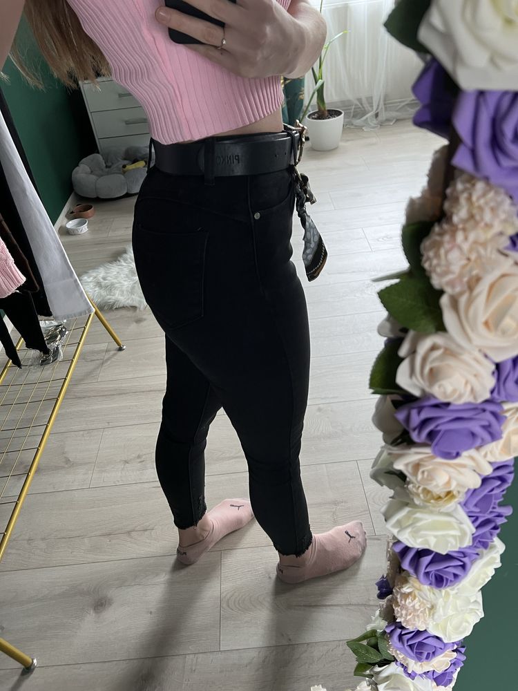 Spodnie rurki wysoki stan elastyczne skinny push up modelujace