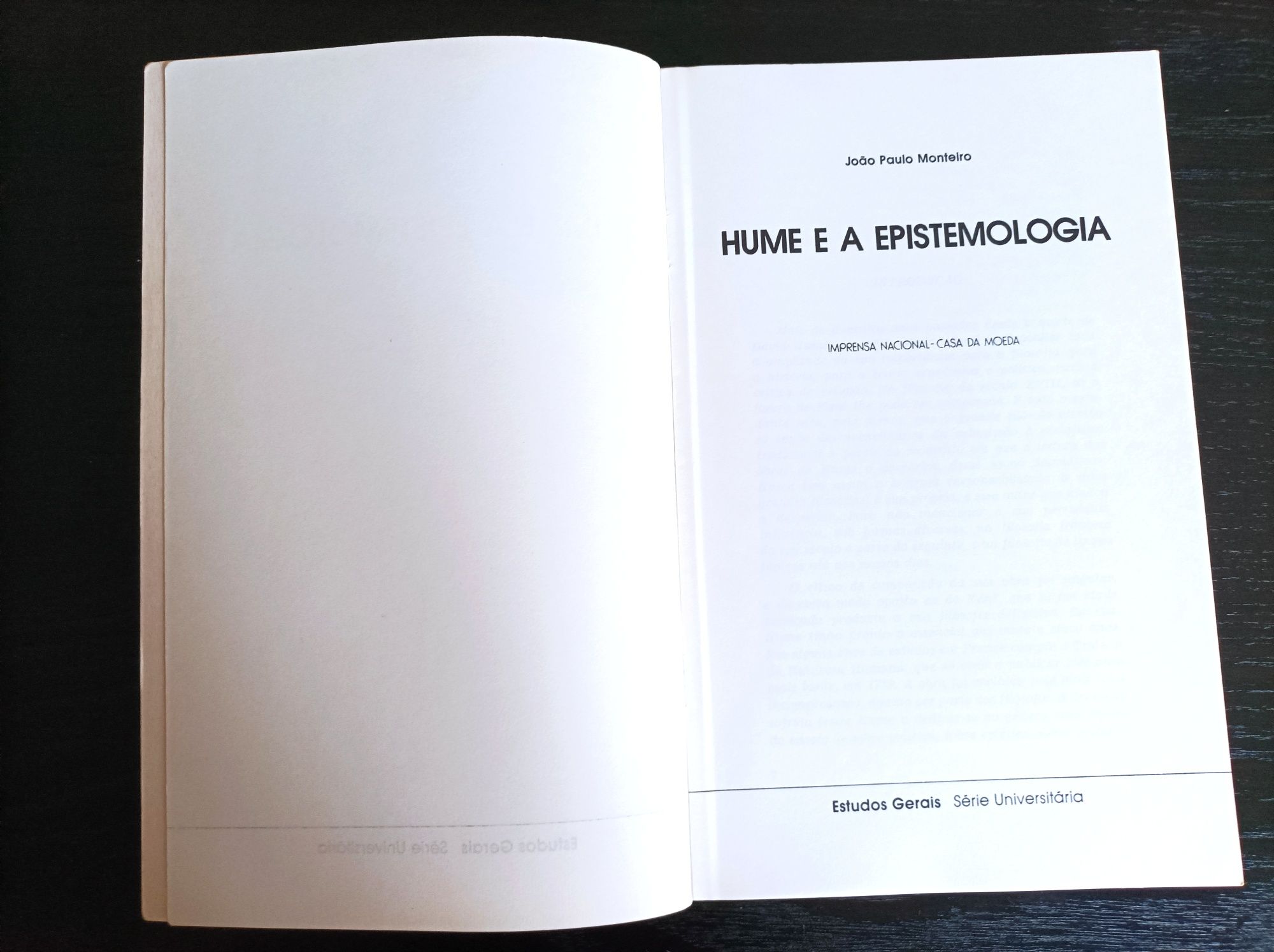 Livro: Hume e a Epistemologia de João Paulo Monteiro