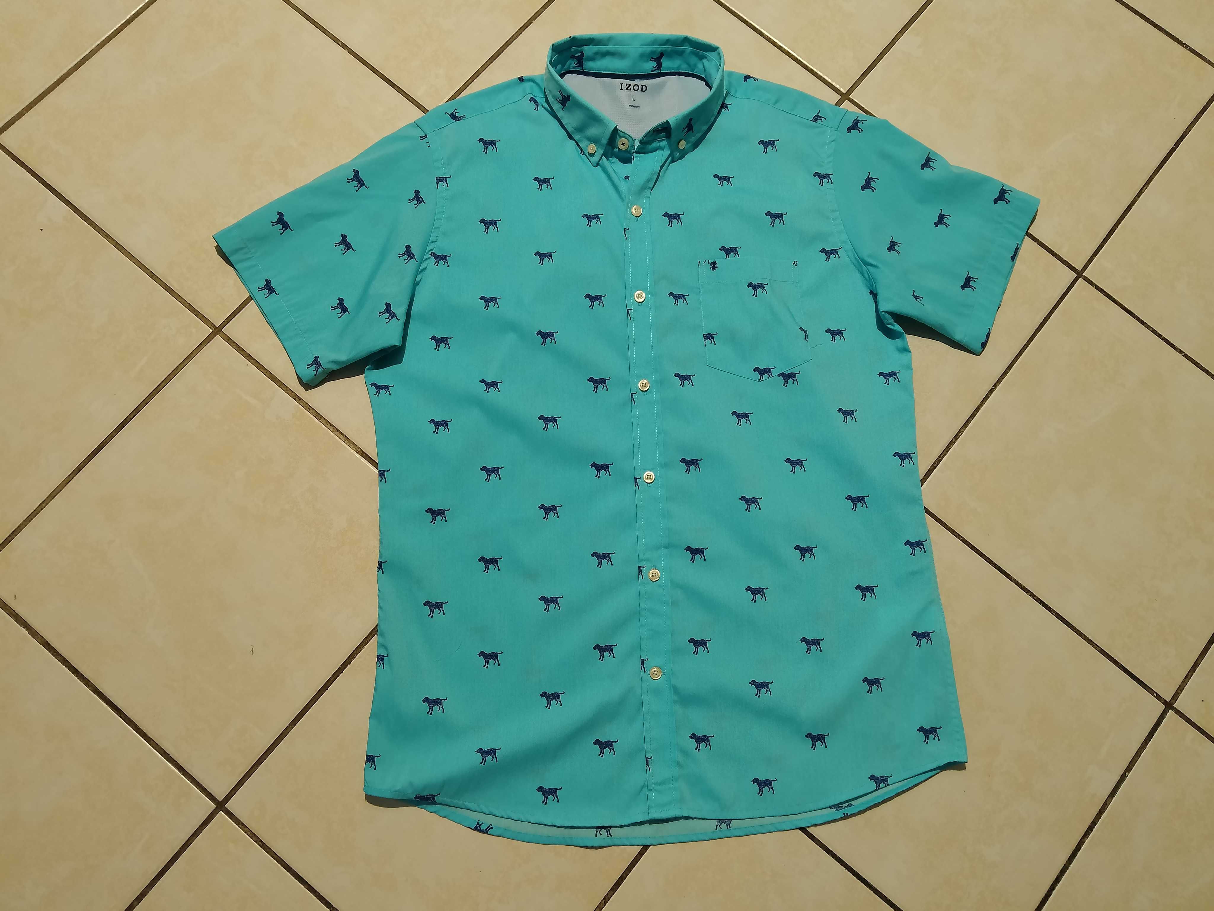 IZOD USA - NOWA! z LOGO Koszula Męska krótki rękaw rozmiar L