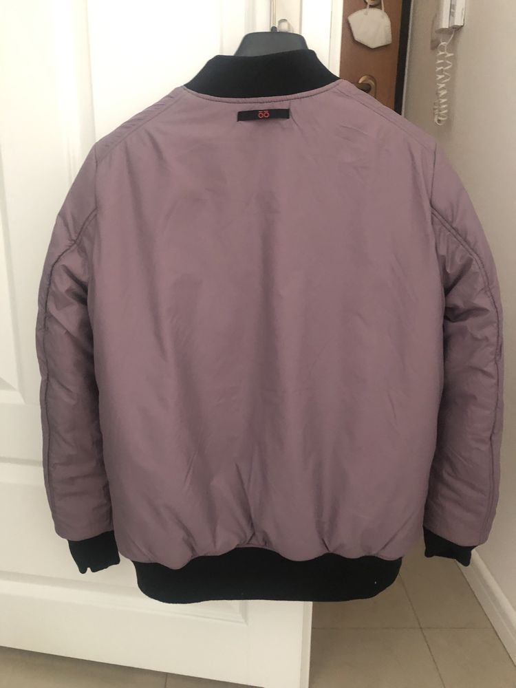 Zara Oof, bomber jacket, bomberka, dwustronna, zieoly, fiolet, S