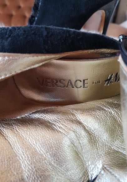 Versace for H&M wiązane buty botki skóra złoto lux 39