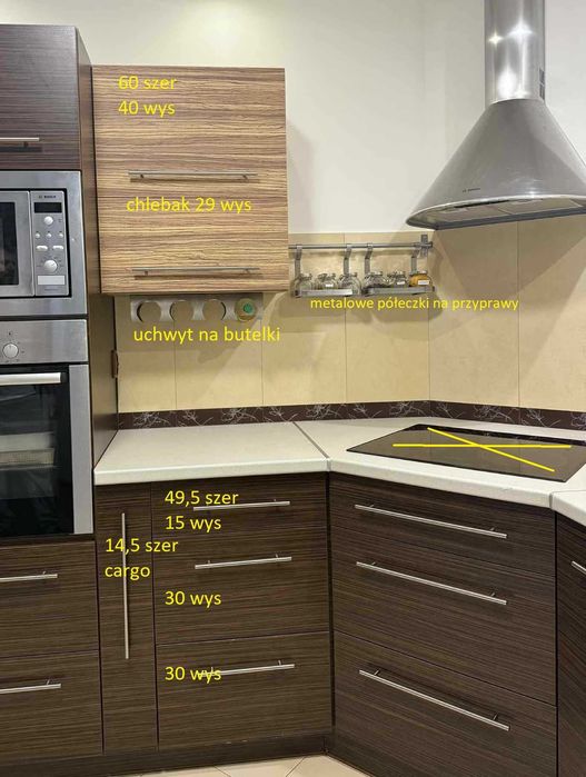 Meble kuchenne zebrano jasne i ciemne komplet bez agd