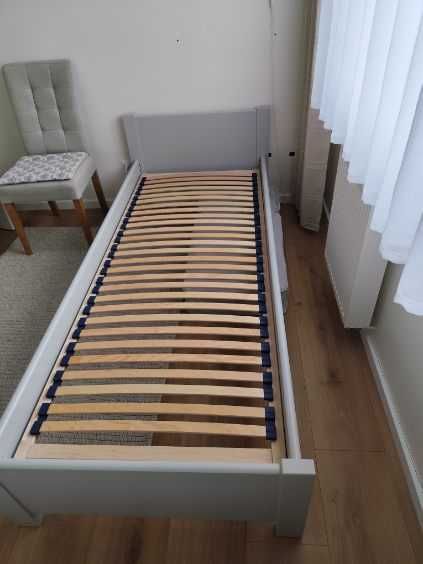 łóżko jednoosobowe, drewniane, szare, 80x200