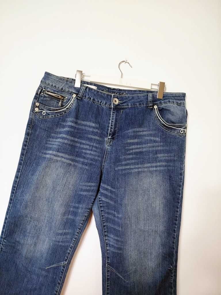 Yours ciemne jeansy ozdobne zamki 22 5XL