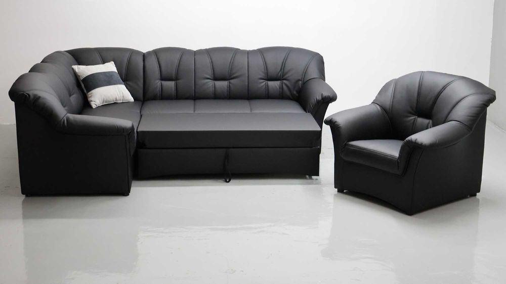 TPA DESIGN NAROŻNIK funkcja spania kanapa rogówka eko skóra + fotel