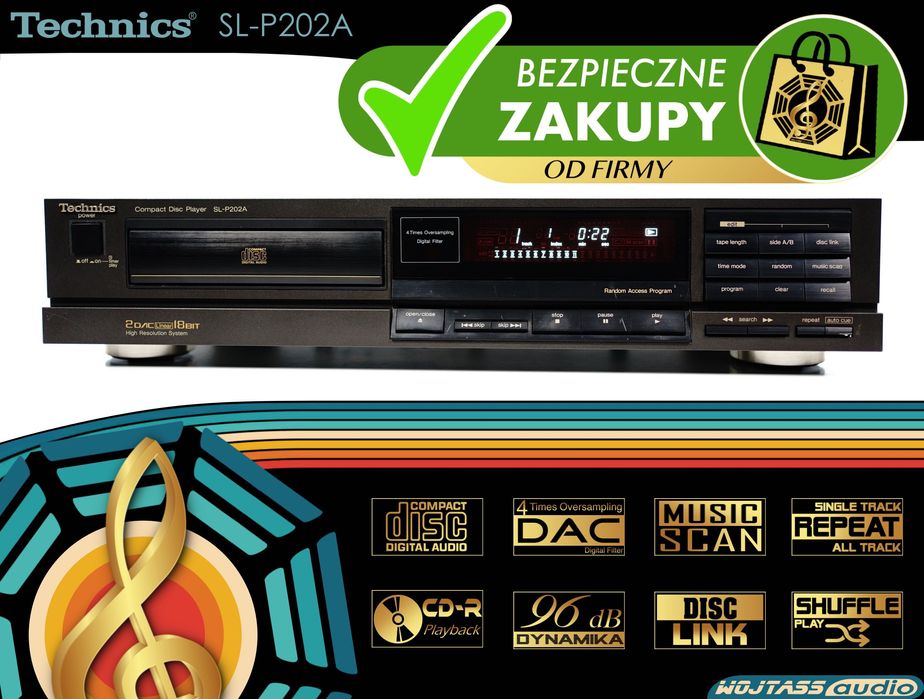 Odtwarzacz CD TECHNICS SL-P202A CD-R * klasyk lata 80-te * 100% sprawn