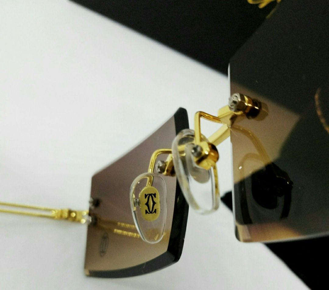 Cartier модные узкие безоправные мужские очки коричн градиент