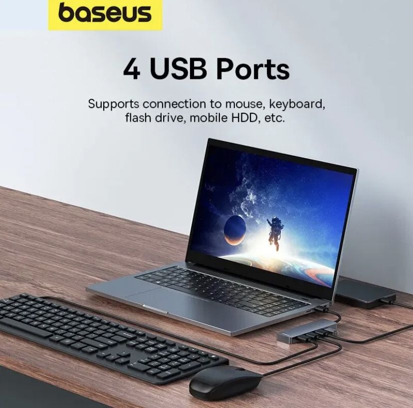 Адаптер Usb Hub Baseus 4в1 4xUSB 3.0