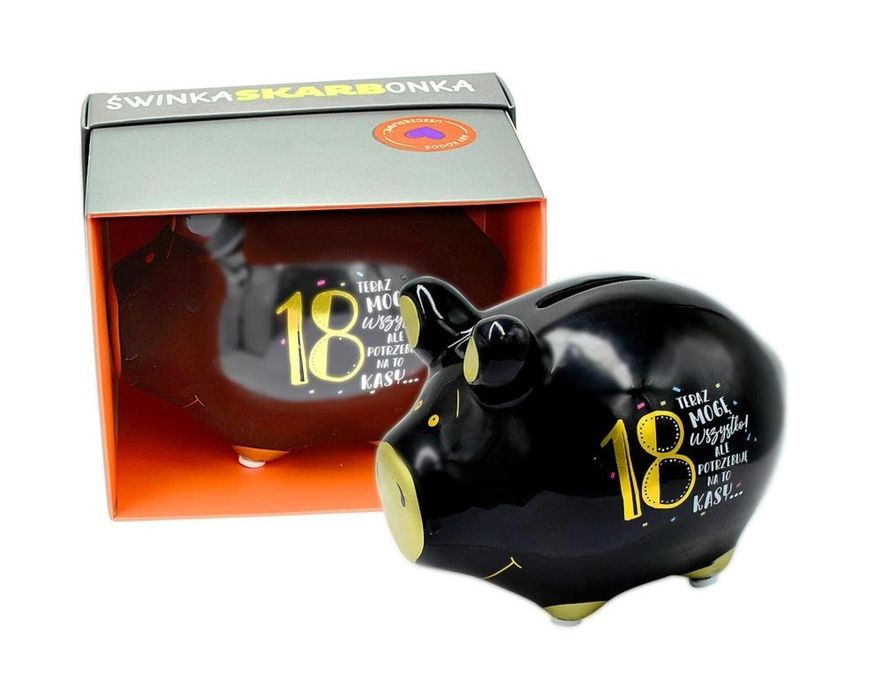 Skarbonka mała świnka Urodziny 18 oprawa: karton