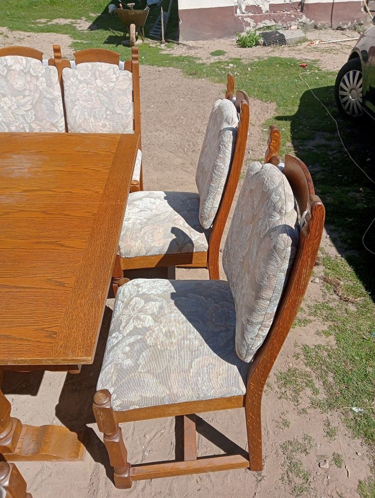 Narożnik kuchenny plus stół plus 3 krzesla Lity Dąb