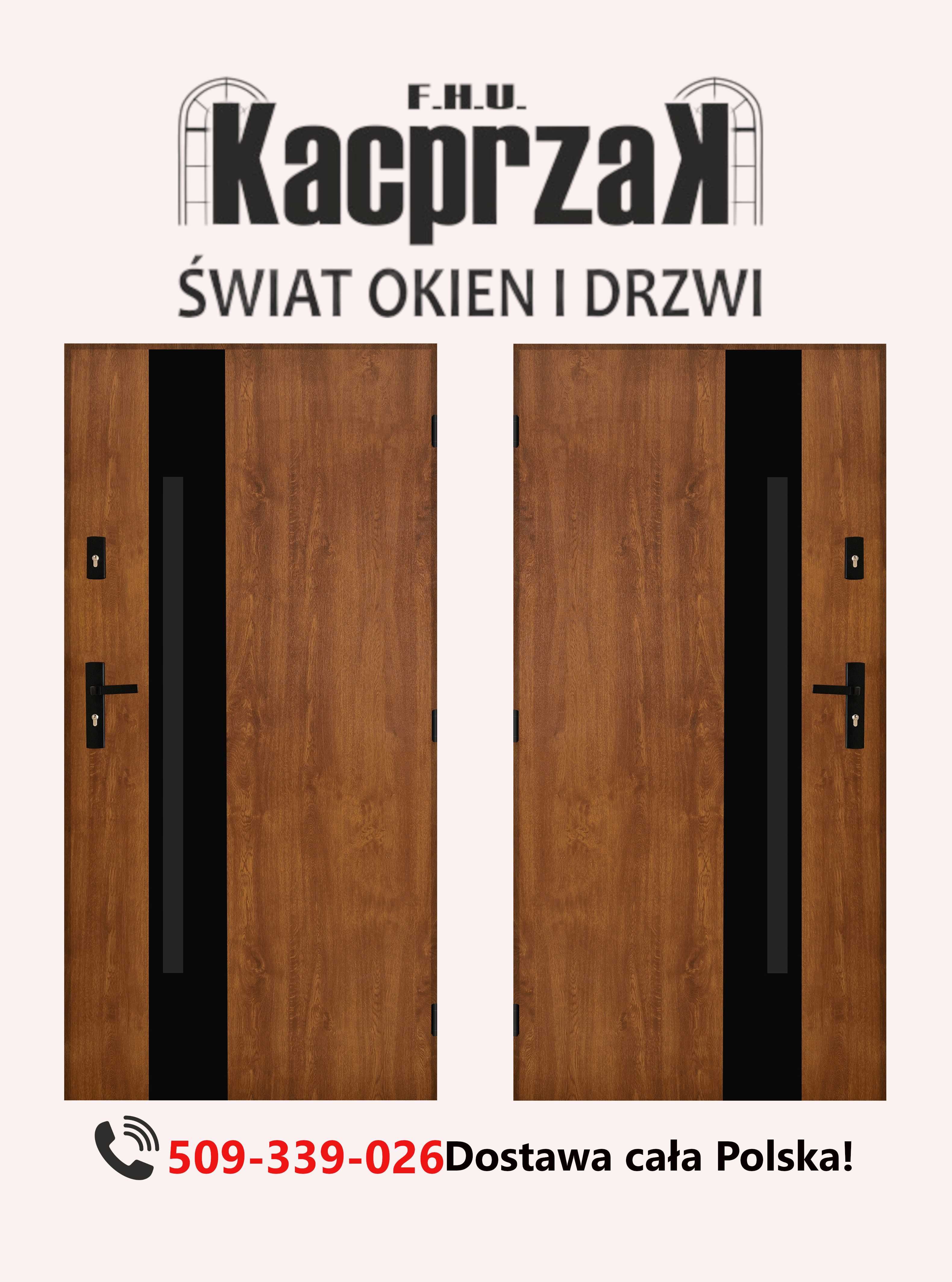 Drzwi KACPRZAK 90x200 Drzwi Zewnętrzne MARS 01 Złoty Dąb