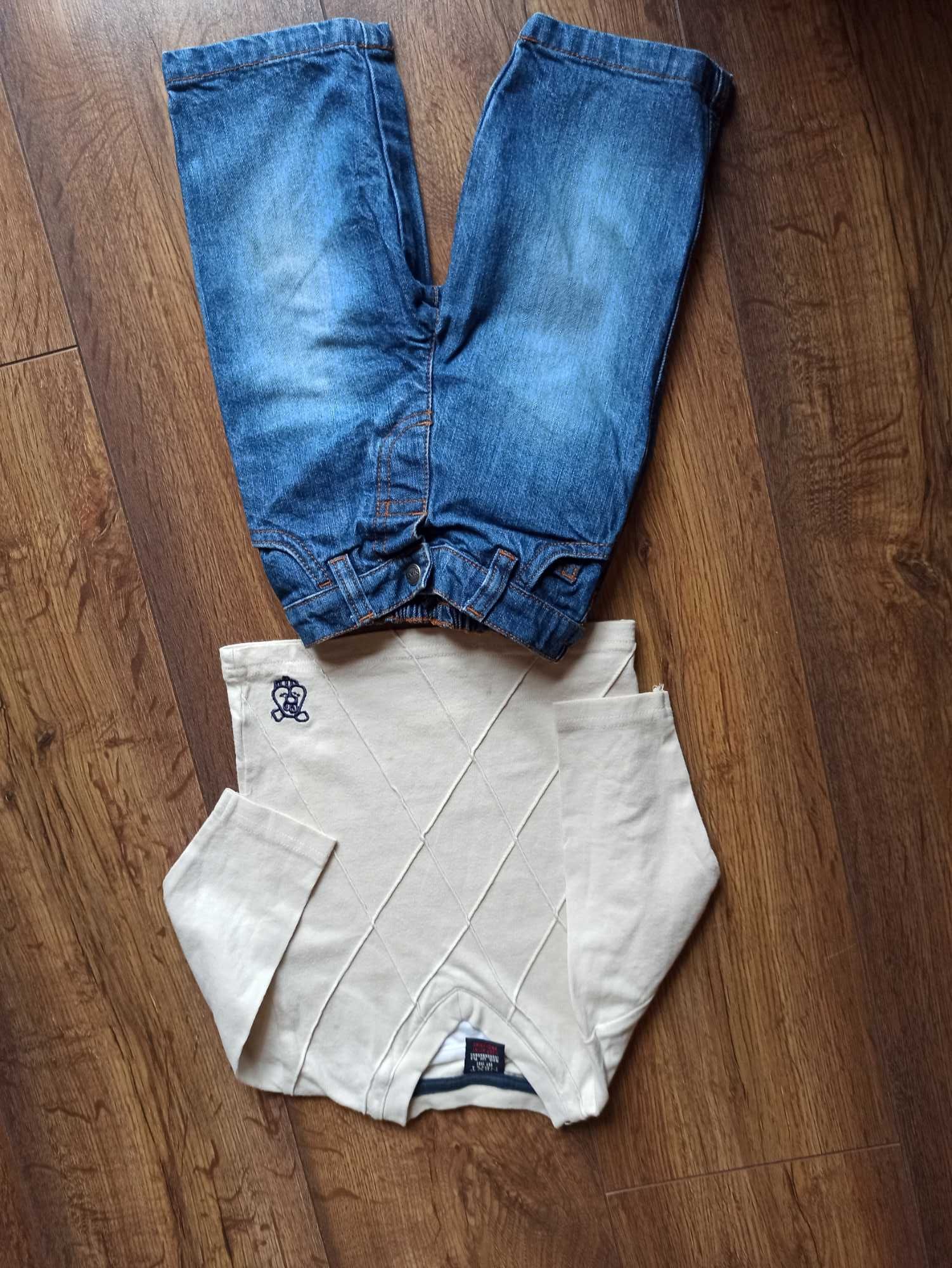 Jeansy, spodnie DKNY, bluzka zestaw ubrań rozmiar 68 i 74