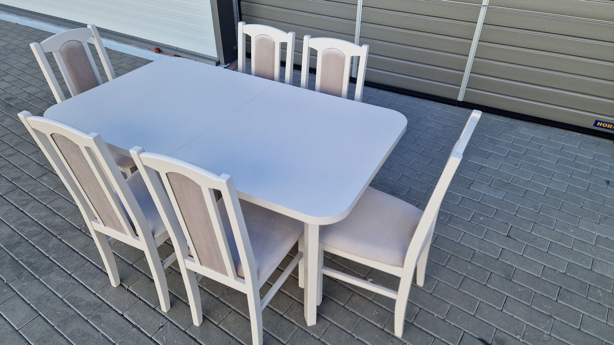 Nowe: Stół 80x140/180 + 6 krzeseł, KASZMIR + LATTE, dostawa PL