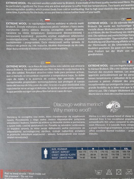 Bielizna termoaktywna  merino Brubeck Extreme Wool XL